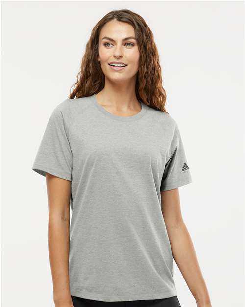 Adidas A557 Women's Blended T-Shirt - Medium Gray Heather" - "HIT a Double