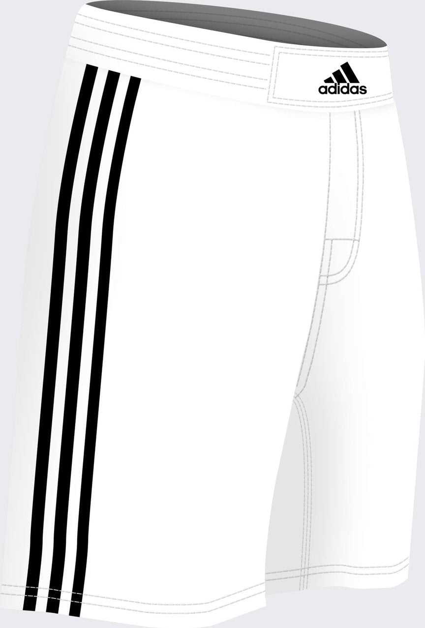 Adidas aA201s Grappling Wrestling Shorts - White Black - HIT a Double