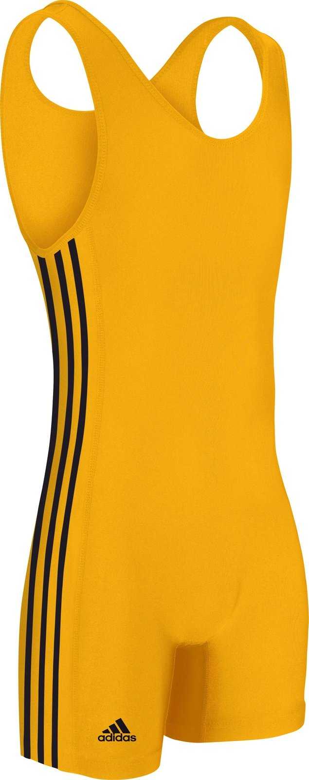 Adidas aS102s 3 Stripe Wrestling Singlet - Athletic Gold Black - HIT a Double