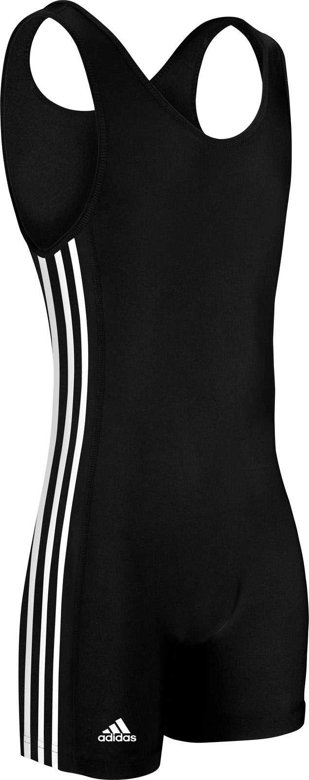 Adidas aS102s 3 Stripe Wrestling Singlet - Black White
