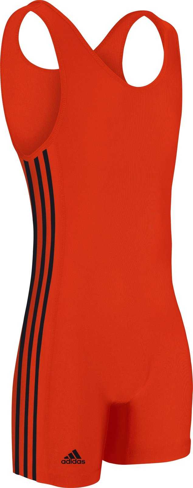 Adidas aS102s 3 Stripe Wrestling Singlet - Orange Black - HIT a Double