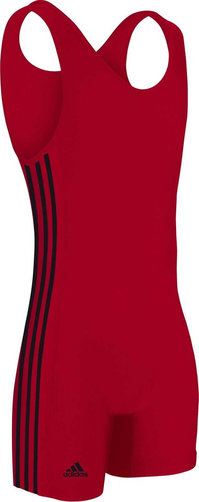 Adidas aS102s 3 Stripe Wrestling Singlet - Red Black - HIT a Double