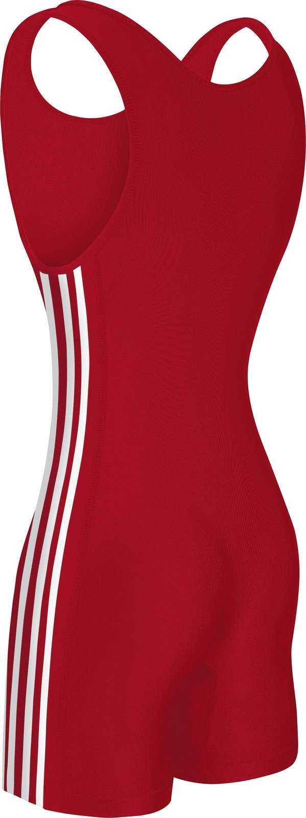 Adidas aS102s 3 Stripe Wrestling Singlet - Red White - HIT a Double