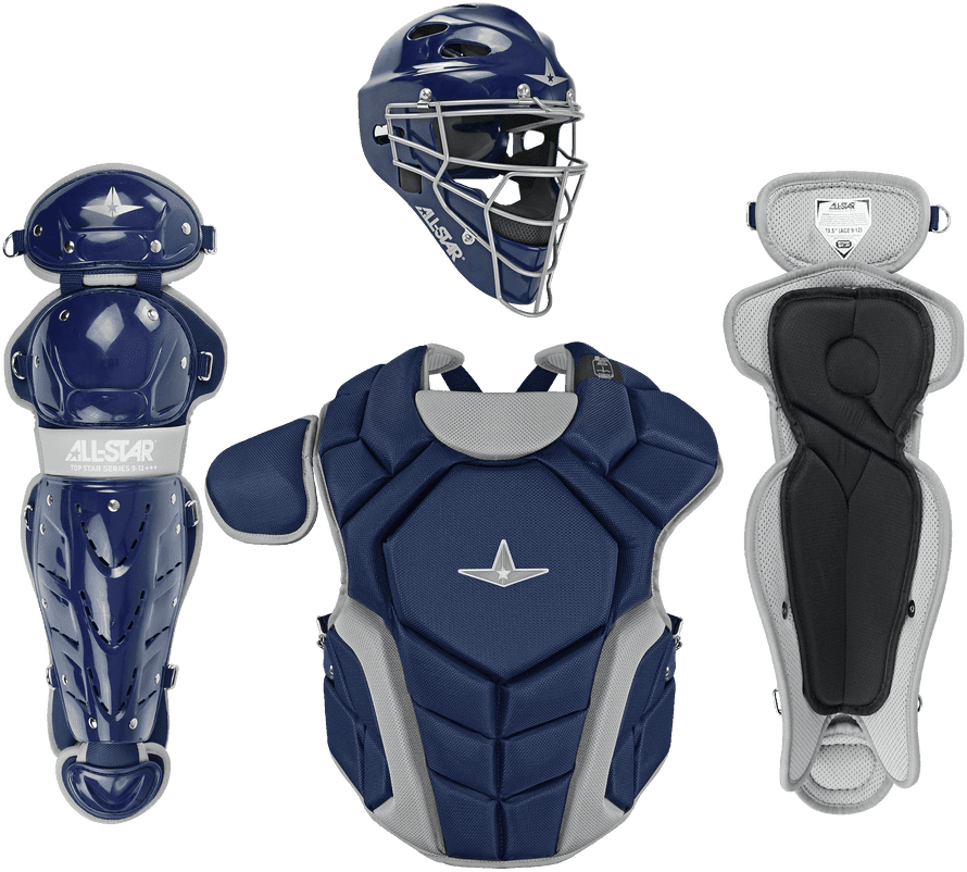 All-Star Top Star Series NOCSAE Catcher&#39;s Set (Ages 7-9) - Navy