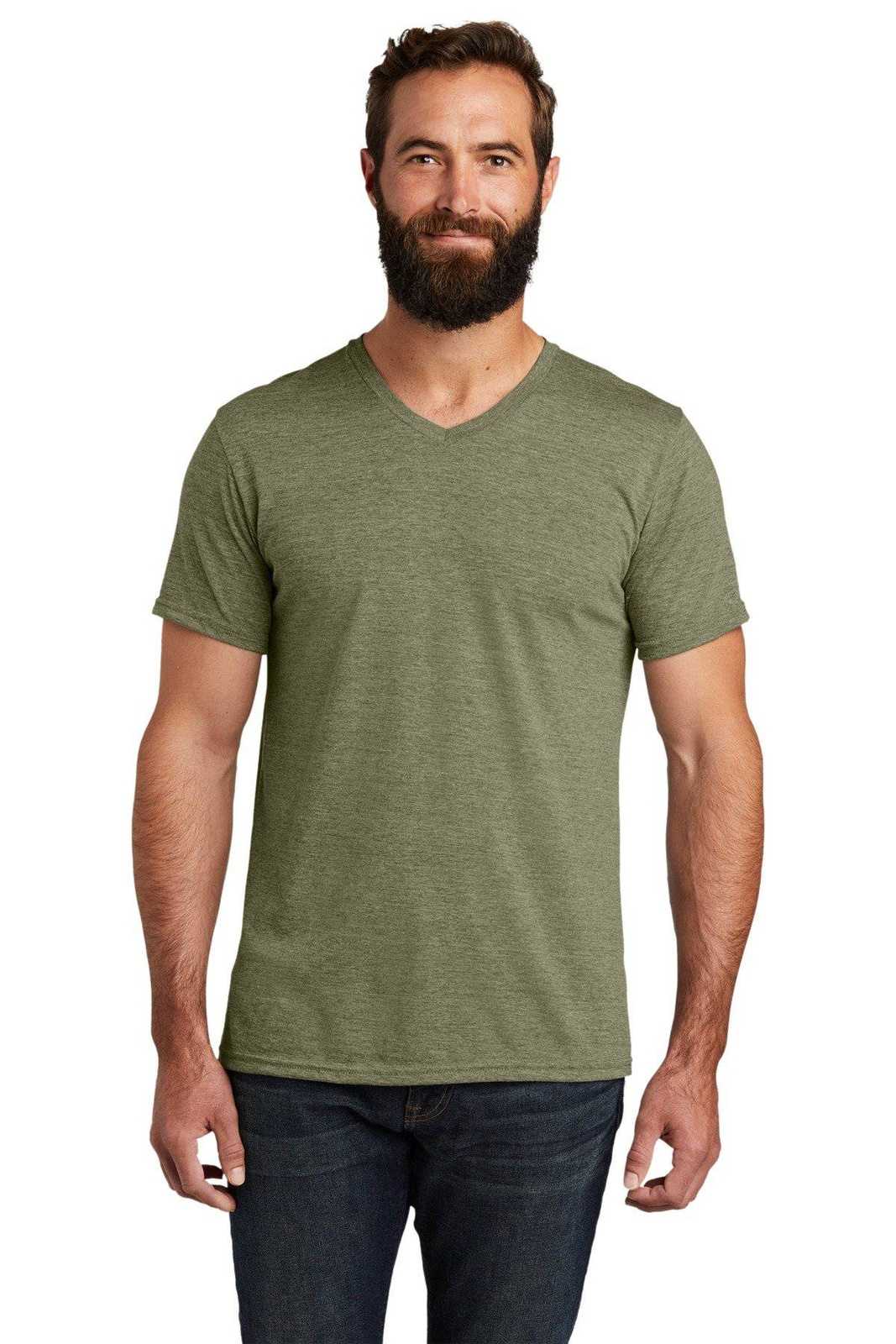 AllMade AL2014 Unisex Tri-Blend V-Neck Tee - Olive You Green - HIT a Double - 1