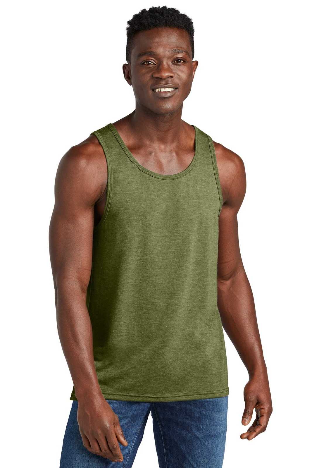 AllMade AL2019 Unisex Tri-Blend Tank - Olive You Green - HIT a Double - 1