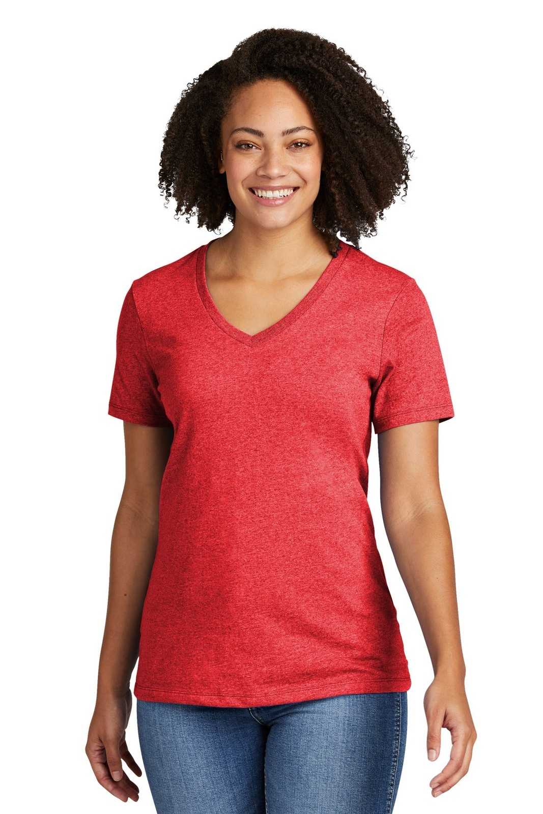 AllMade AL2303 Women&#39;s Recycled Blend V-Neck Tee - Reclaimed Red Heather - HIT a Double - 1
