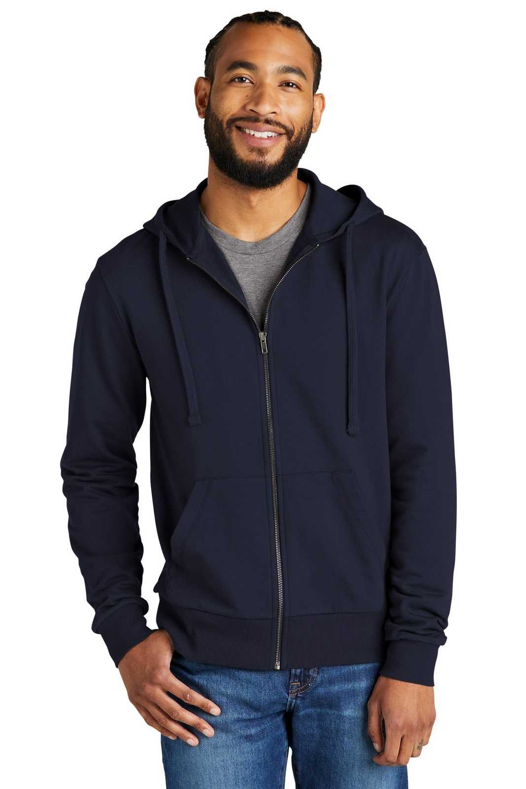 AllMade AL4002 Unisex Organic French Terry Full-Zip Hoodie - Night Sky Navy - HIT a Double - 1