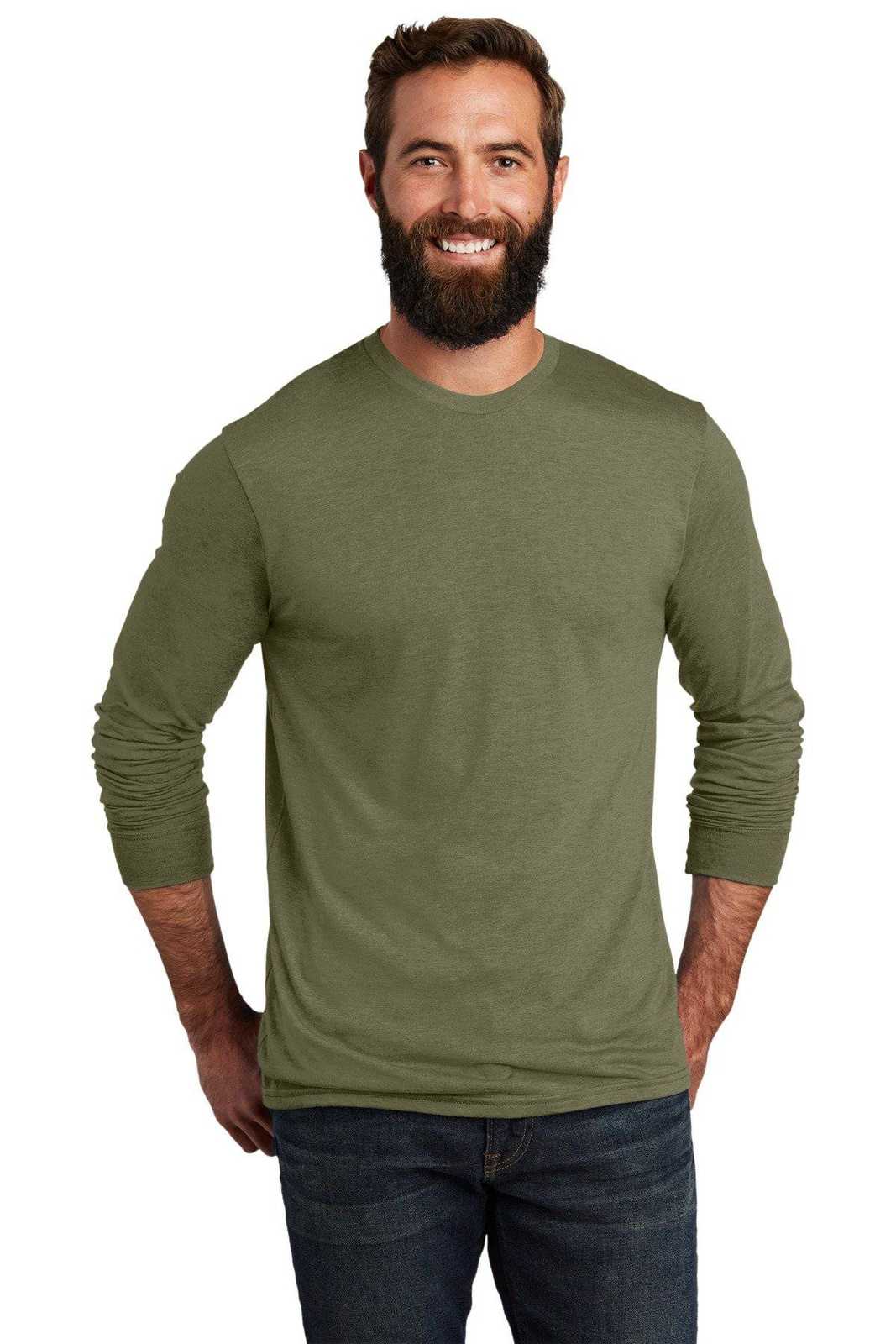 AllMade AL6004 Unisex Tri-Blend Long Sleeve Tee - Olive You Green - HIT a Double - 1