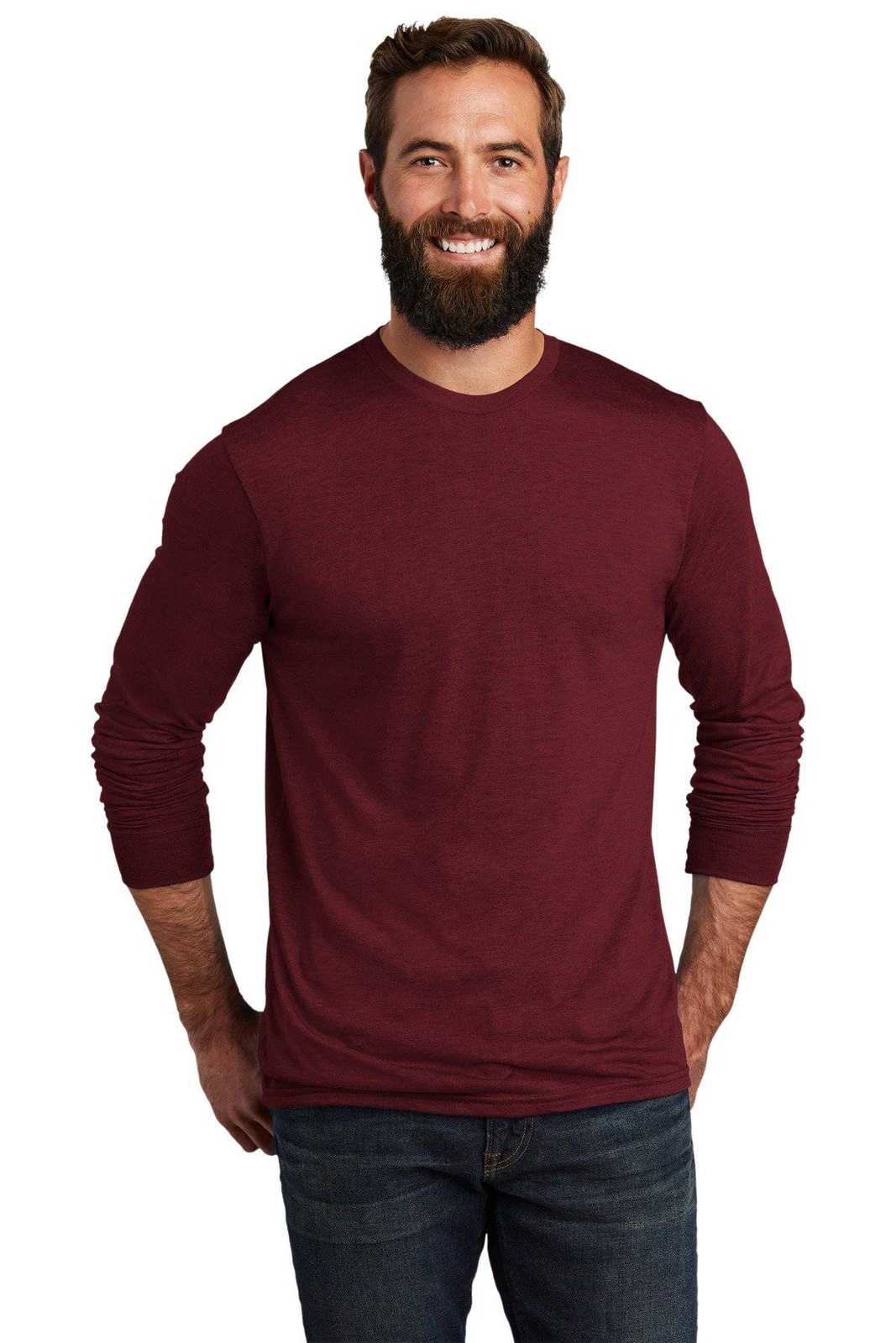 AllMade AL6004 Unisex Tri-Blend Long Sleeve Tee - Vino Red - HIT a Double - 1