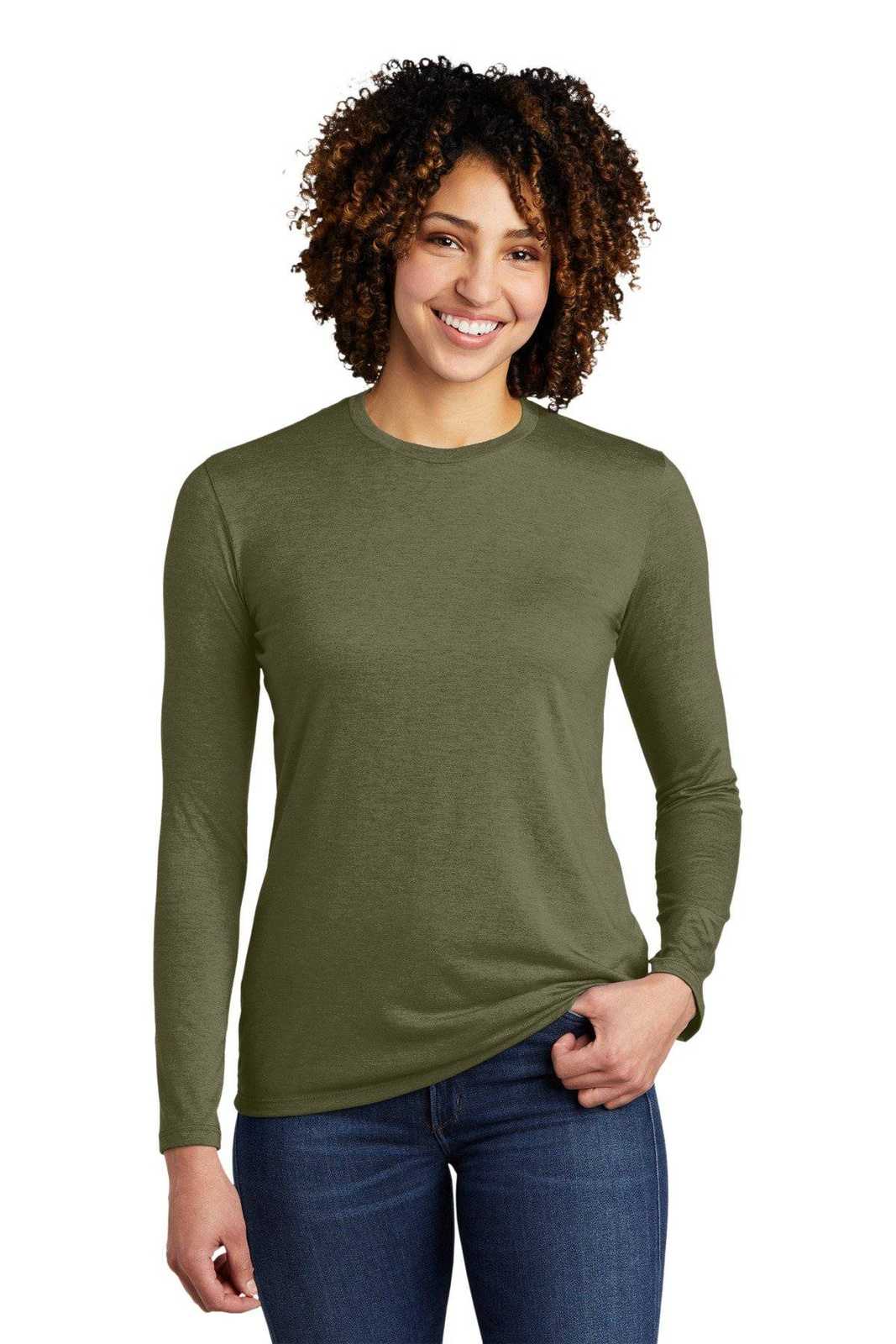 AllMade AL6008 Women&#39;s Tri-Blend Long Sleeve Tee - Olive You Green - HIT a Double - 1