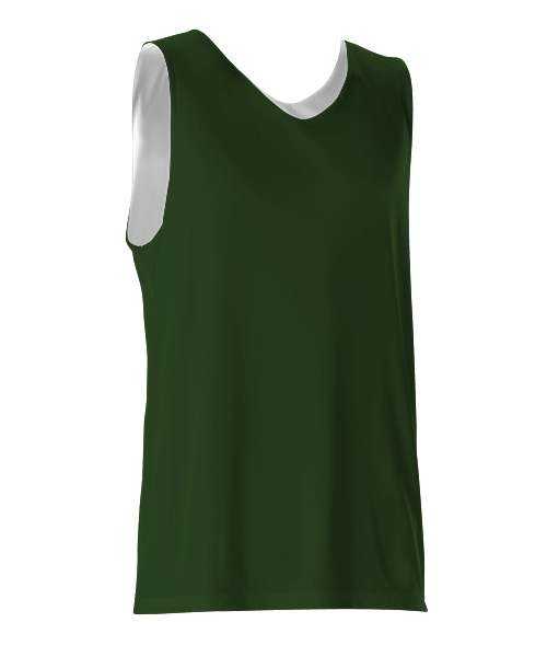 Alleson Athletic 506CR Men&#39;s Reversible Tank - Forest White - HIT a Double - 1