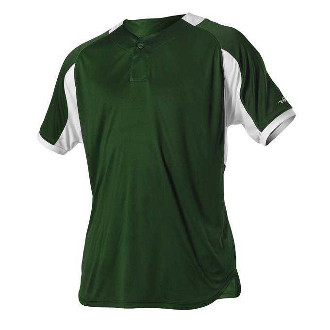 Alleson Athletic 5081BY Youth Baseball Jersey - Forest White - HIT a Double - 1