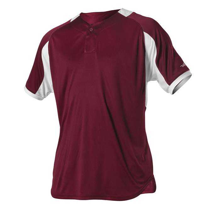 Alleson Athletic 5081BY Youth Baseball Jersey - Light Maroon White - HIT a Double - 1