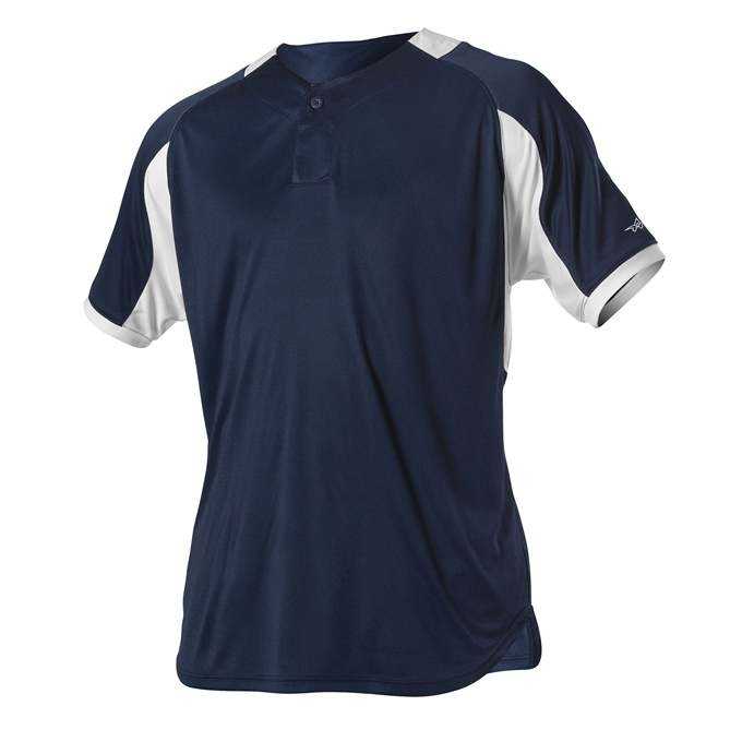 Alleson Athletic 5081BY Youth Baseball Jersey - Navy White - HIT a Double - 1