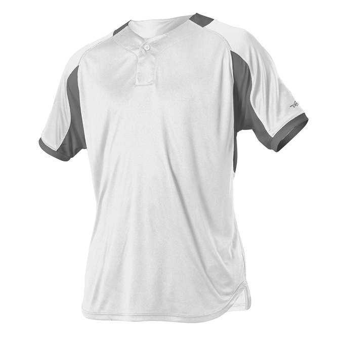 Alleson Athletic 5081BY Youth Baseball Jersey - White Charcoal Solid - HIT a Double - 1