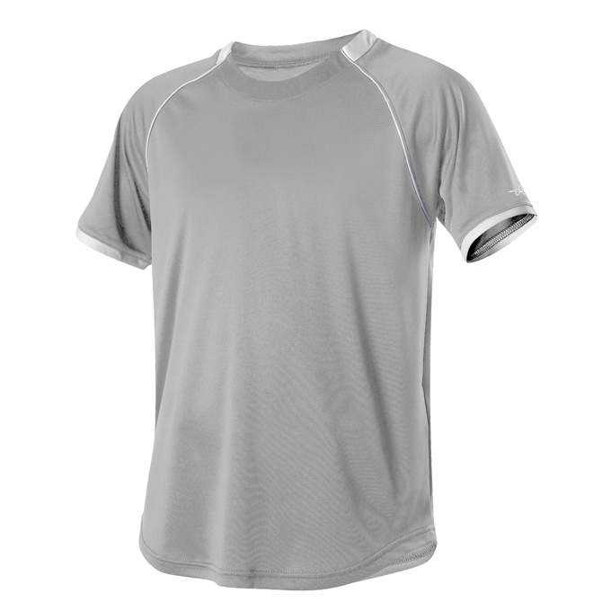 Alleson Athletic 508C1Y Youth Baseball Jersey Crew Neck - Grey White - HIT a Double - 1