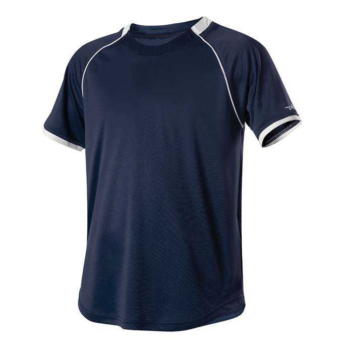 Alleson Athletic 508C1Y Youth Baseball Jersey Crew Neck - Navy White - HIT a Double - 1