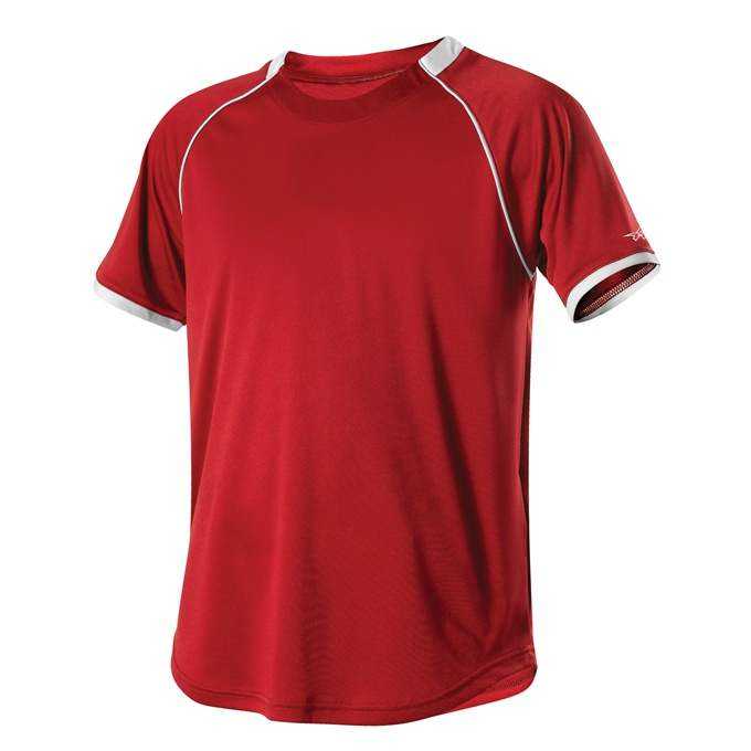 Alleson Athletic 508C1Y Youth Baseball Jersey Crew Neck - Red White - HIT a Double - 1