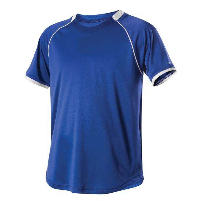 Alleson Athletic 508C1Y Youth Baseball Jersey Crew Neck - Royal White - HIT a Double - 1