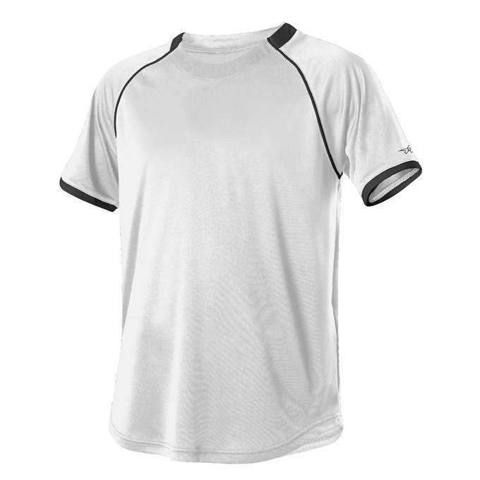 Alleson Athletic 508C1Y Youth Baseball Jersey Crew Neck - White Black - HIT a Double - 1