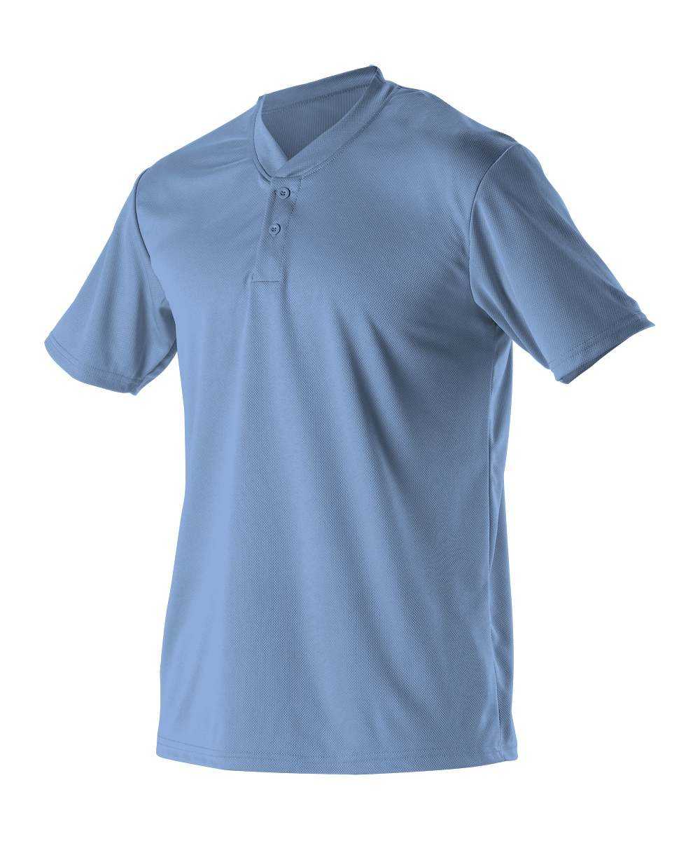Alleson Athletic 522MMY Youth Baseball 2 Button Henley Jersey - Carolina Blue - HIT a Double - 1