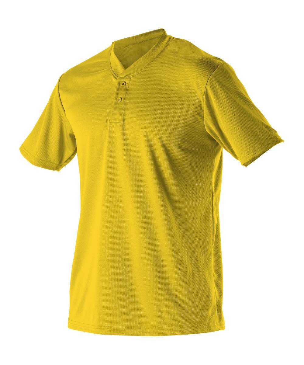 Alleson Athletic 522MMY Youth Baseball 2 Button Henley Jersey - Gold - HIT a Double - 1