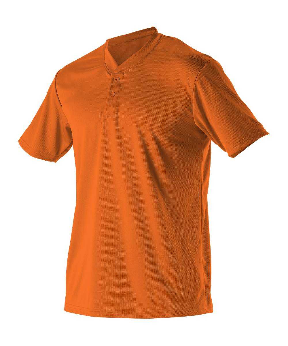 Alleson Athletic 522MMY Youth Baseball 2 Button Henley Jersey - Orange - HIT a Double - 1