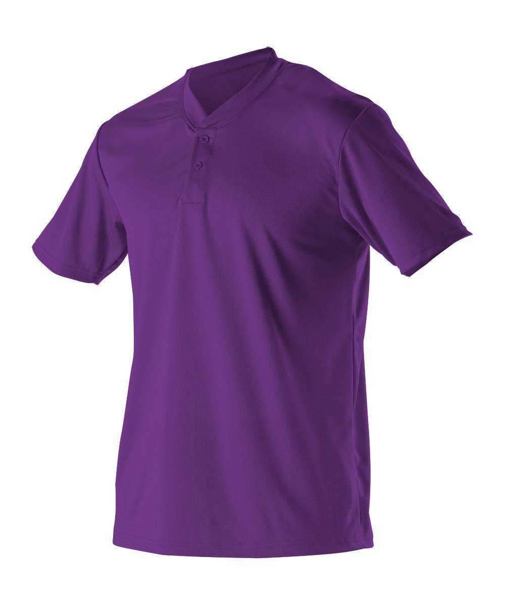 Alleson Athletic 522MMY Youth Baseball 2 Button Henley Jersey - Purple - HIT a Double - 1