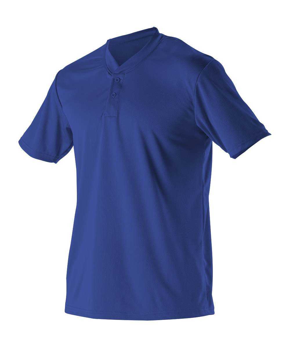 Alleson Athletic 522MMY Youth Baseball 2 Button Henley Jersey - Royal - HIT a Double - 1