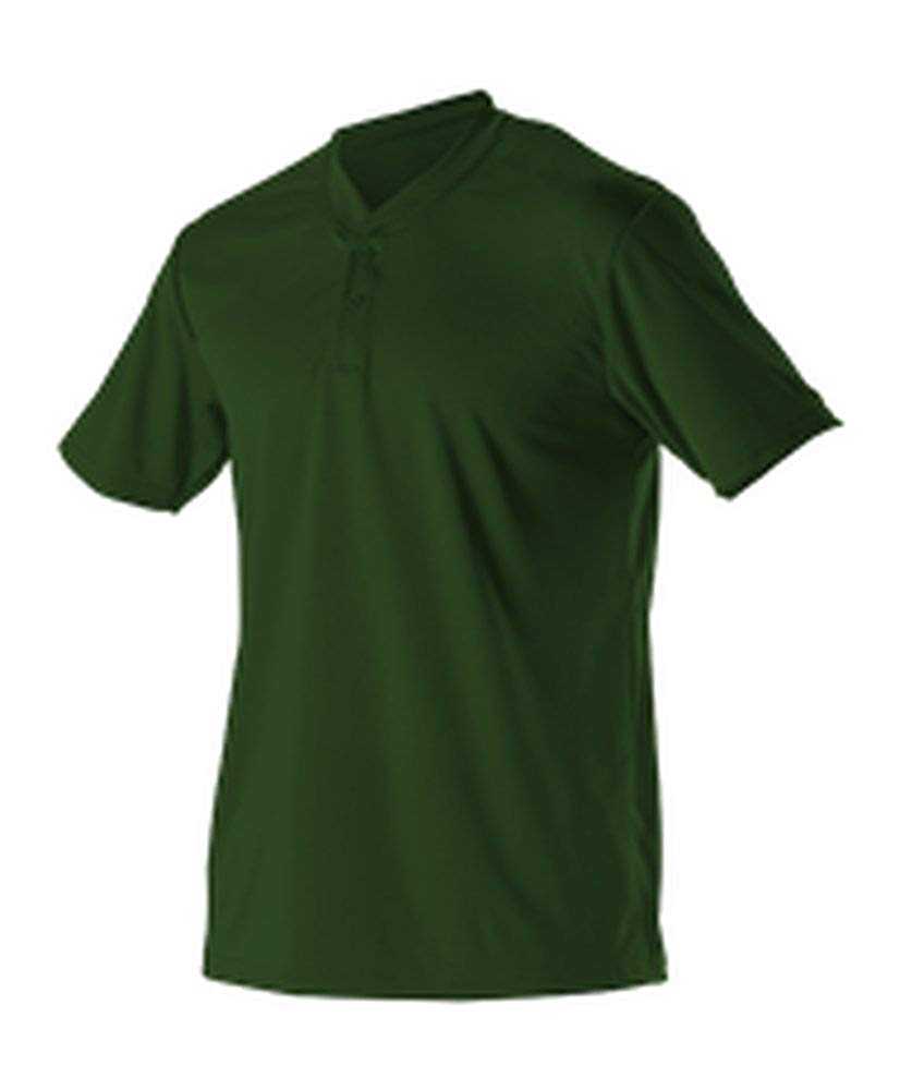 Alleson Athletic 522MM Adult Baseball 2 Button Henley Jersey - Forest - HIT a Double - 1