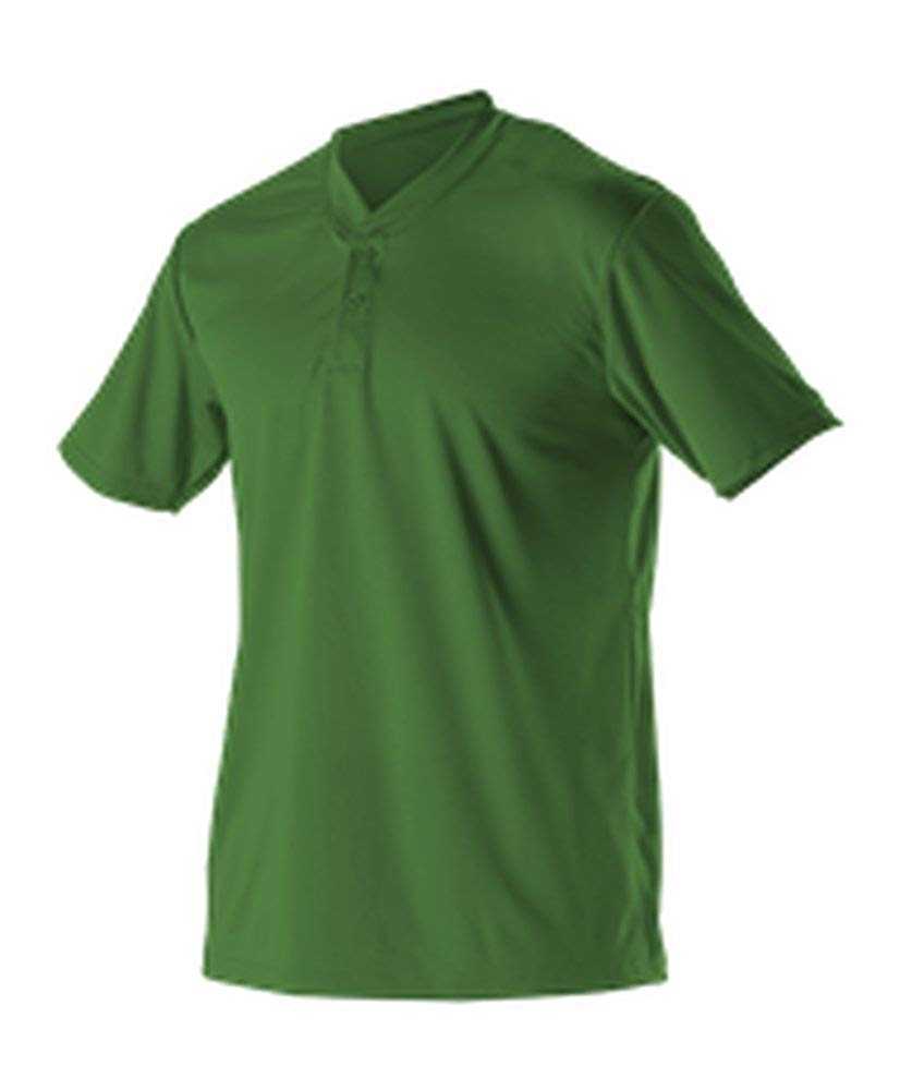 Alleson Athletic 522MM Adult Baseball 2 Button Henley Jersey - Kelly - HIT a Double - 1