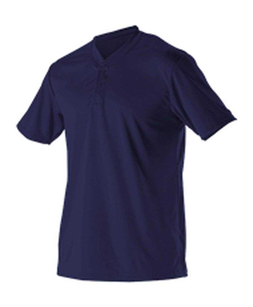 Alleson Athletic 522MM Adult Baseball 2 Button Henley Jersey - Navy - HIT a Double - 1