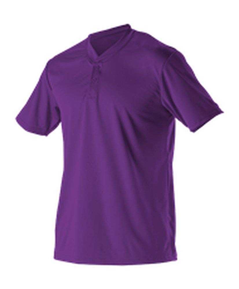 Alleson Athletic 522MM Adult Baseball 2 Button Henley Jersey - Purple - HIT a Double - 1