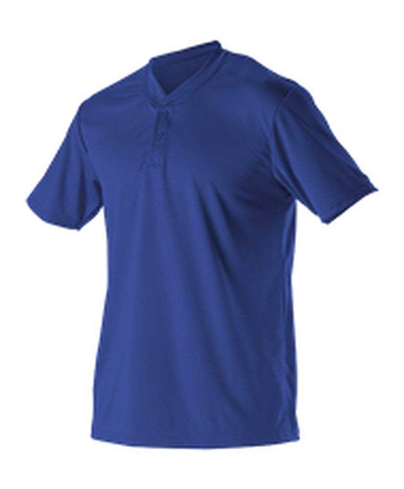 Alleson Athletic 522MM Adult Baseball 2 Button Henley Jersey - Royal - HIT a Double - 1