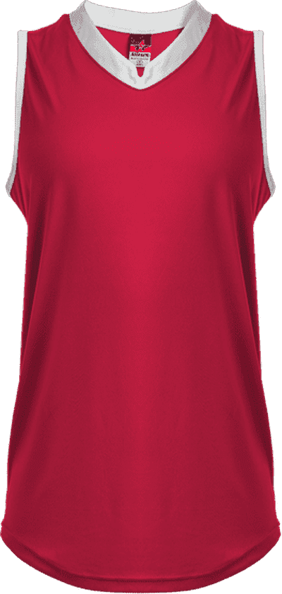 Alleson Athletic 522XVG Girl&#39;s Slide Vneck Sleeveles - Red White