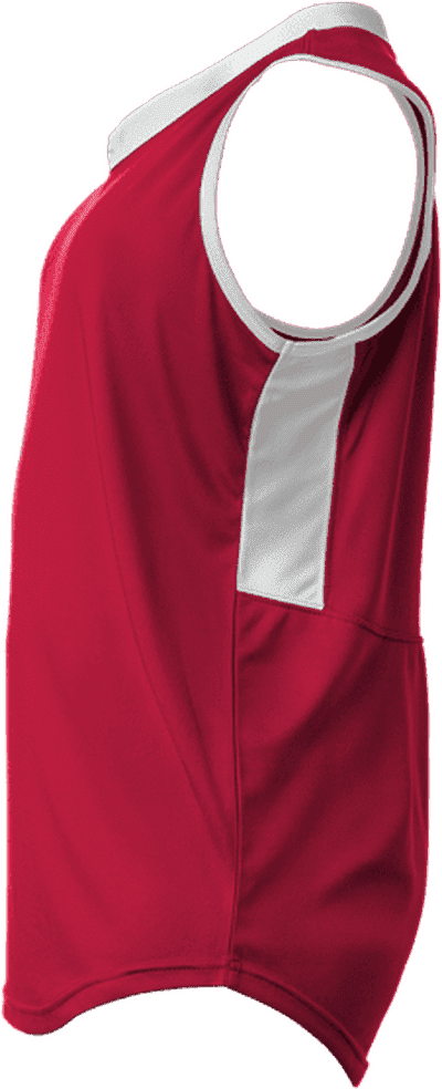 Alleson Athletic 522XVG Girl&#39;s Slide Vneck Sleeveles - Red White - HIT a Double - 2