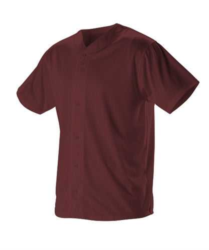 Alleson Athletic 52MBFJY Youth Full Button Lightweight Baseball Jersey - Maroon - HIT a Double - 1