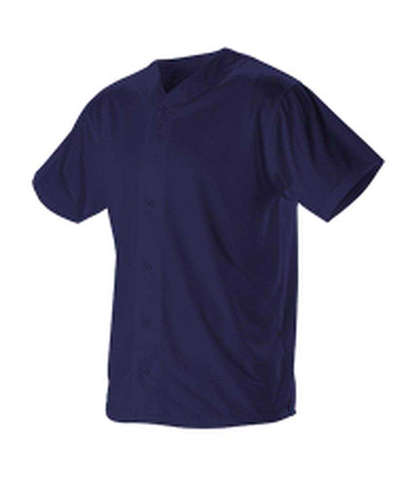 Alleson Athletic 52MBFJY Youth Full Button Lightweight Baseball Jersey - Navy - HIT a Double - 1