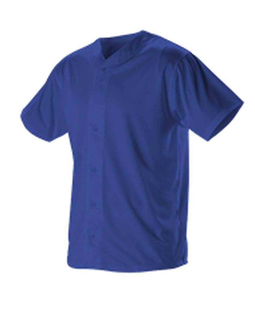 Alleson Athletic 52MBFJY Youth Full Button Lightweight Baseball Jersey - Royal - HIT a Double - 1