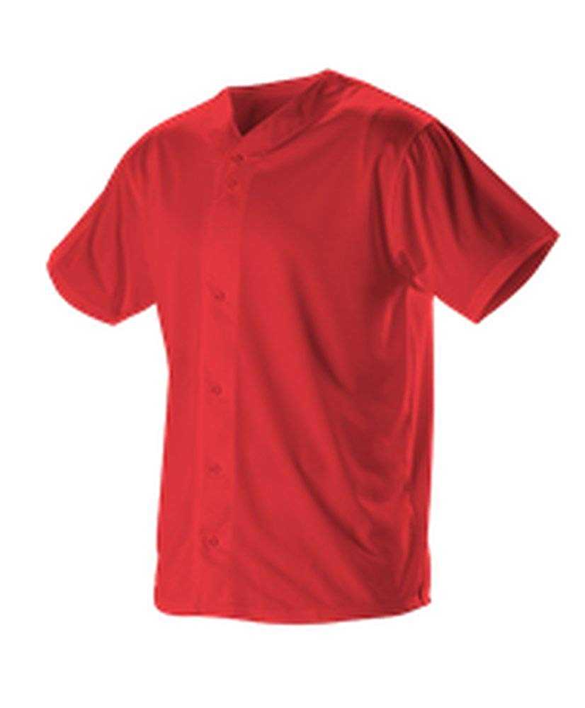 Alleson Athletic 52MBFJY Youth Full Button Lightweight Baseball Jersey - Scarlet - HIT a Double - 1