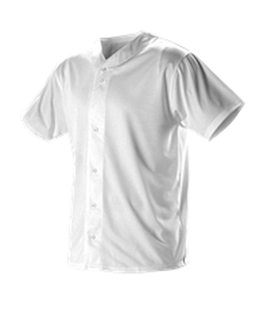 Alleson Athletic 52MBFJY Youth Full Button Lightweight Baseball Jersey - White - HIT a Double - 1