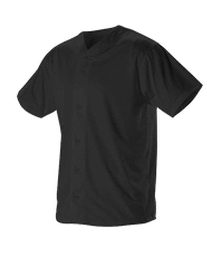 Alleson Athletic 52MBFJ Adult Full Button Lightweight Baseball Jersey - Black - HIT a Double - 1