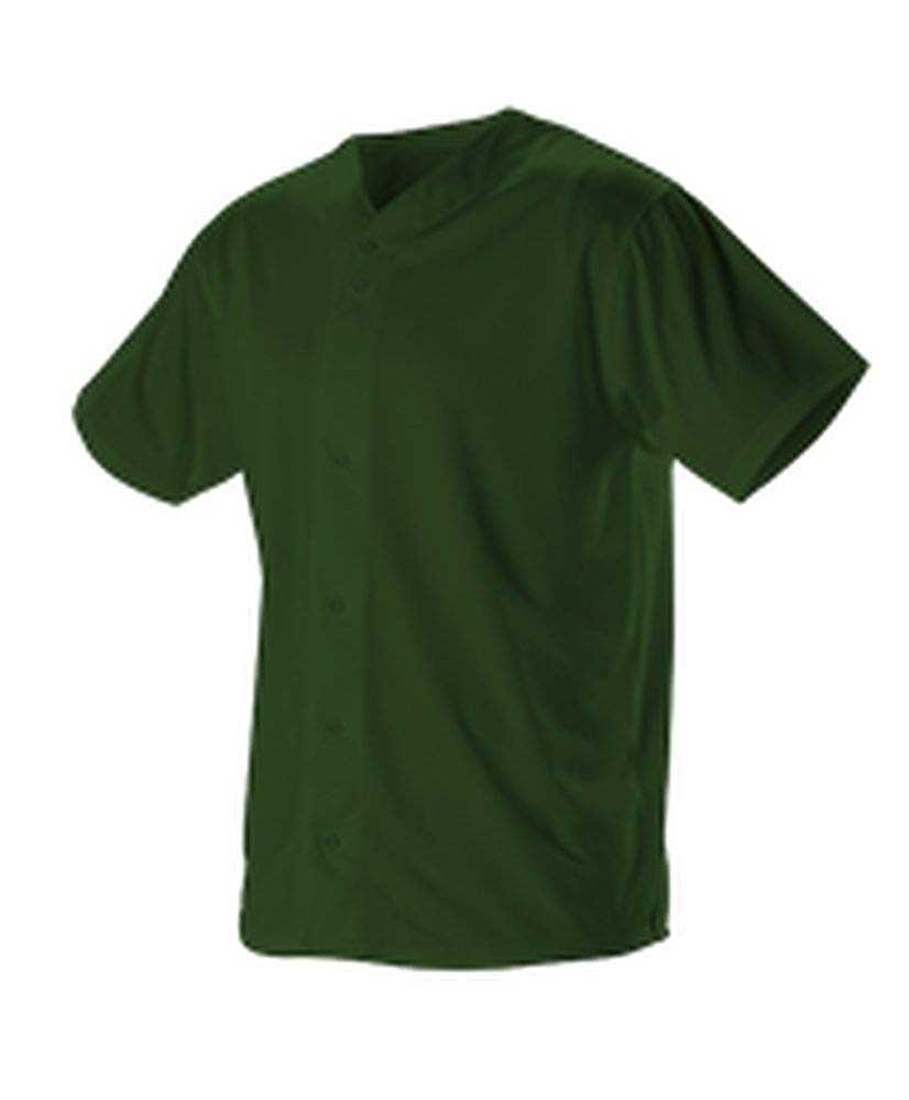 Alleson Athletic 52MBFJ Adult Full Button Lightweight Baseball Jersey - Forest - HIT a Double - 1