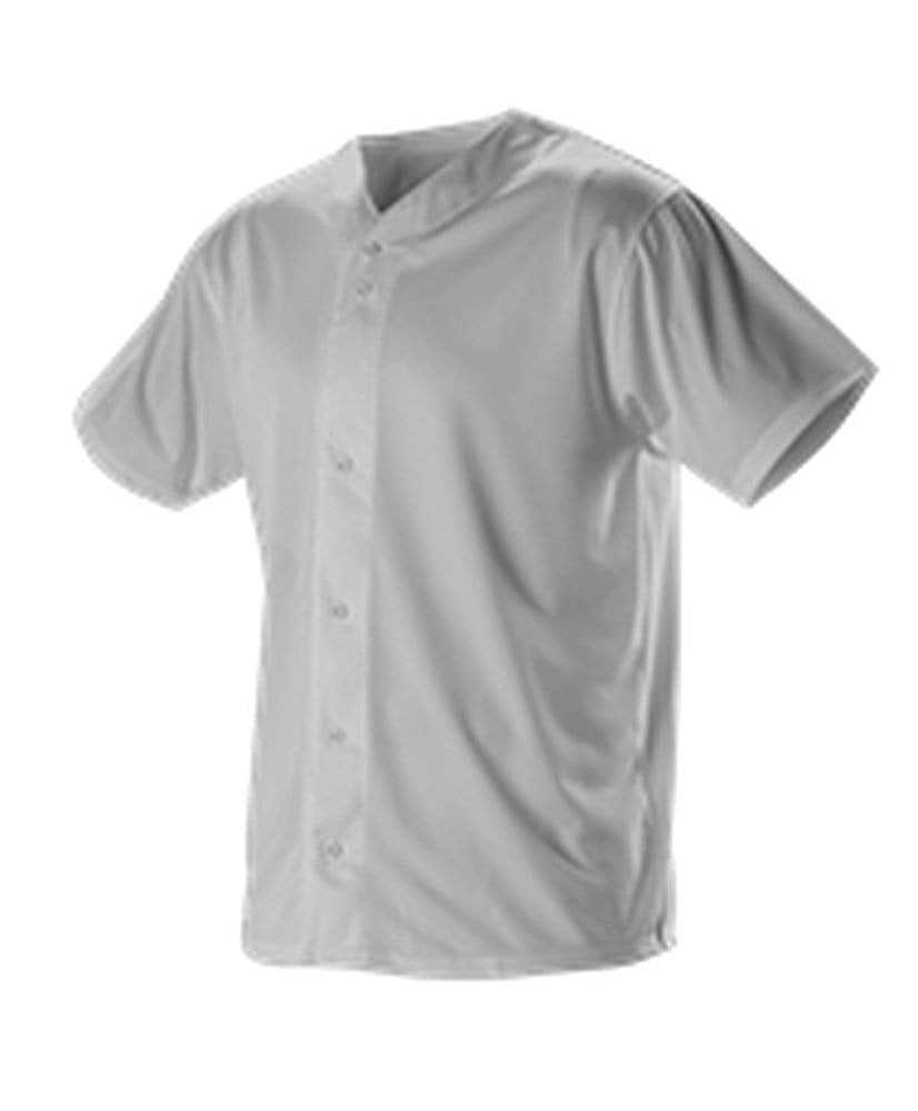 Alleson Athletic 52MBFJ Adult Full Button Lightweight Baseball Jersey - Gray - HIT a Double - 1