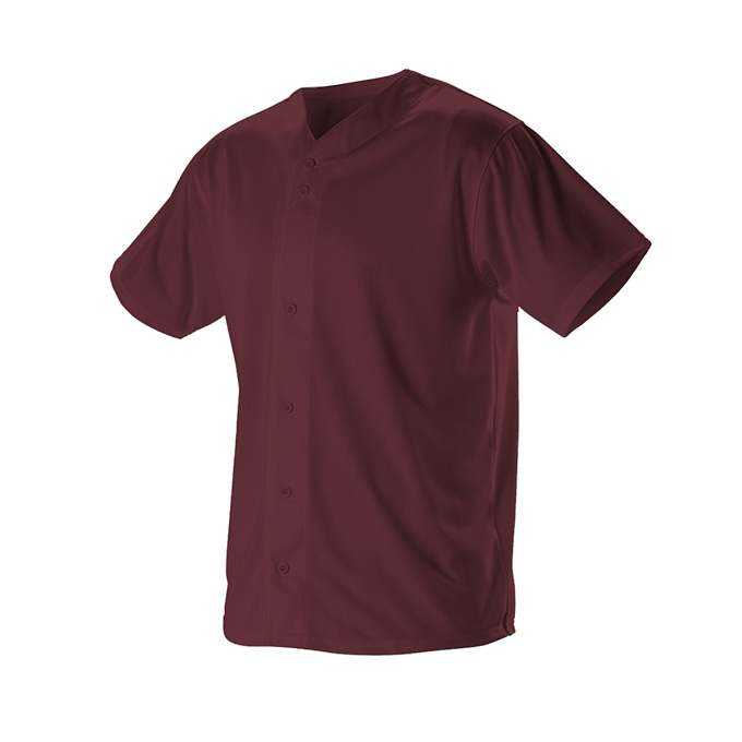 Alleson Athletic 52MFFJY Youth Faux Front Mesh Baseball Jersey - Light Maroon - HIT a Double - 1