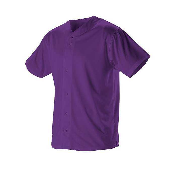 Alleson Athletic 52MFFJY Youth Faux Front Mesh Baseball Jersey - Purple - HIT a Double - 1