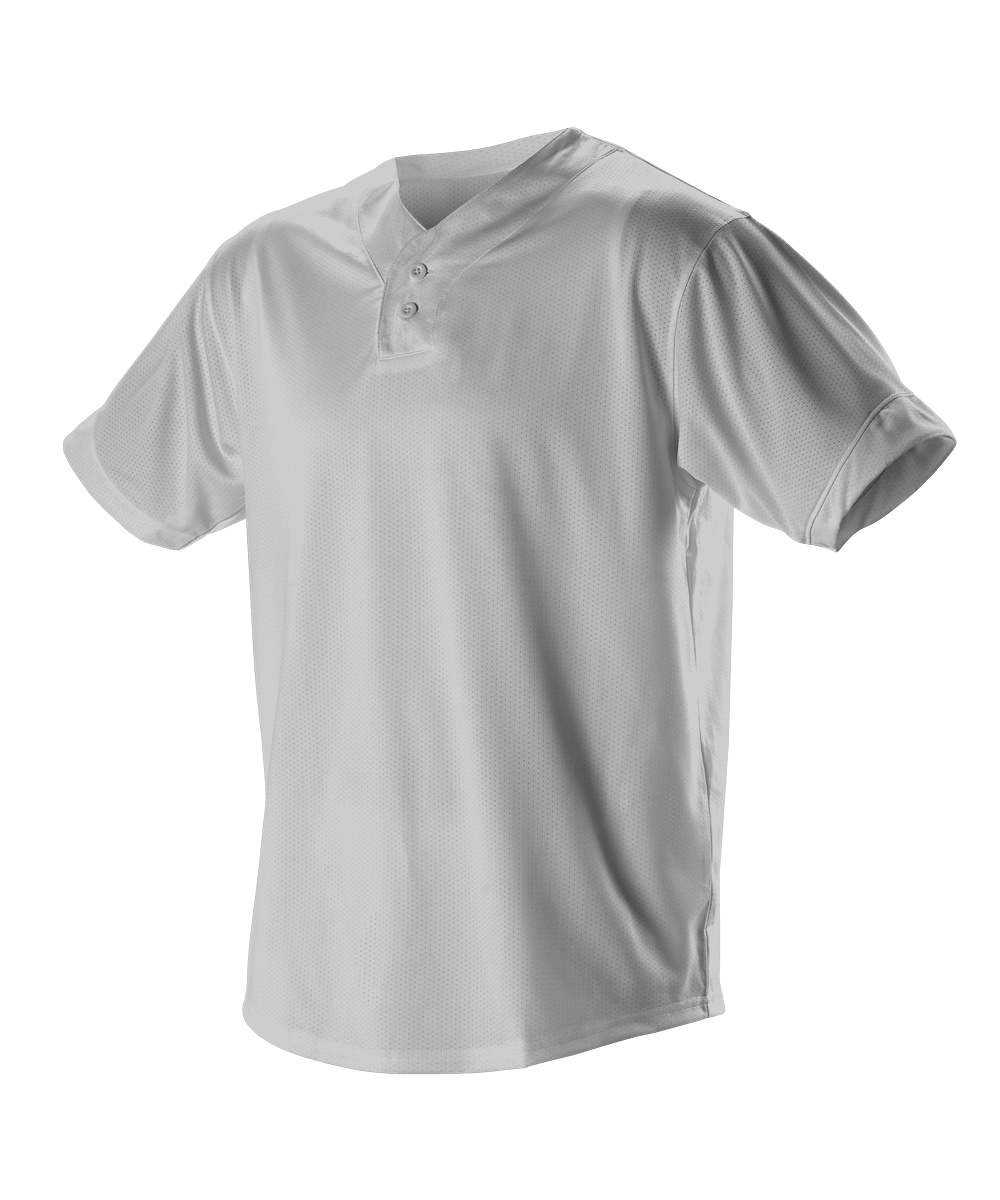 Alleson Athletic 52MTHJ Adult Two Button Mesh Baseball Jersey with Piping - Gray White - HIT a Double - 1