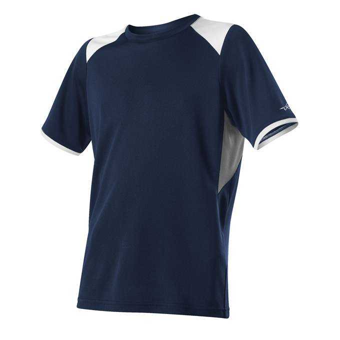 Alleson Athletic 530CJY Youth Baseball Crew Neck Jersey - Navy Grey White - HIT a Double - 1