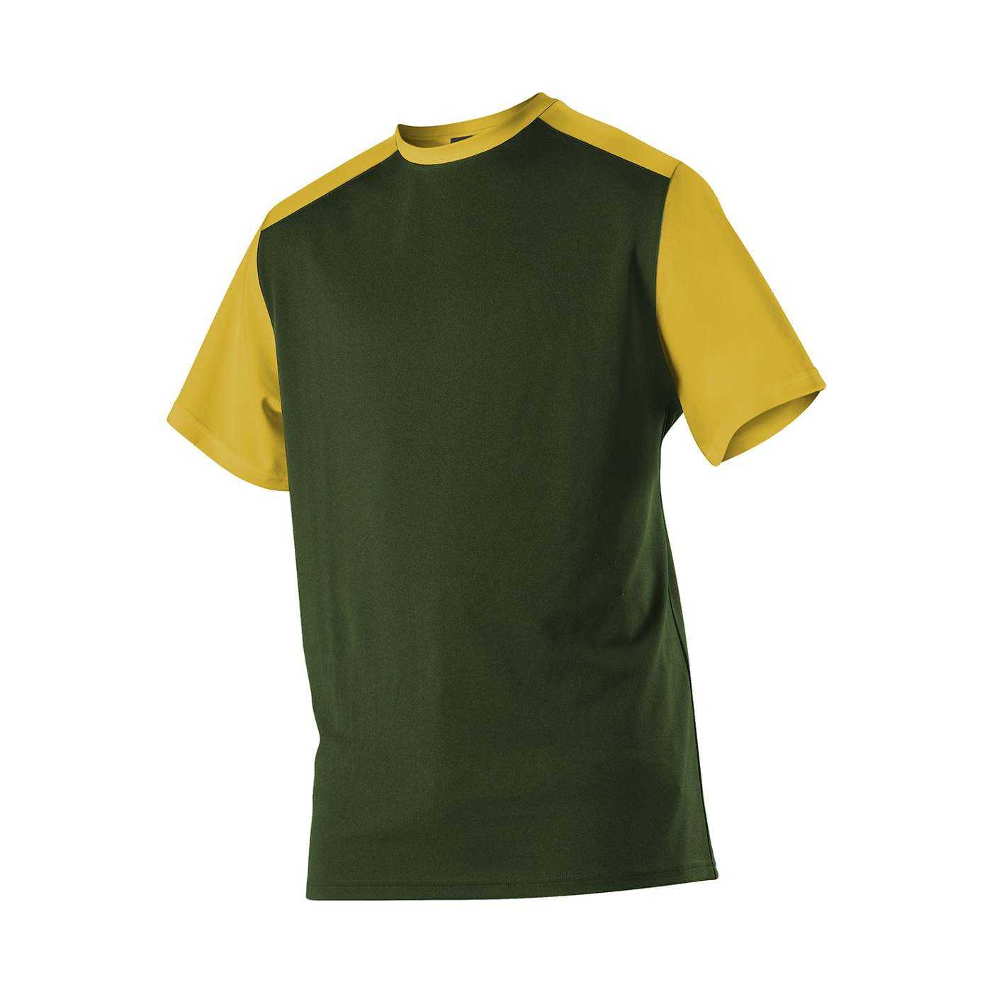 Alleson Athletic 532CJY Youth Crew Neck Baseball Jersey - Forest Gold - HIT a Double - 1